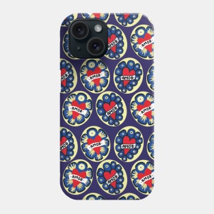 Modern mexican sacred heart colorful adorable kawaii amor tin red heart seamless pattern Phone Case