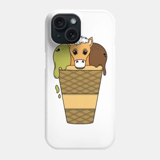 Cute horse in a mug with ice creme Phone Case