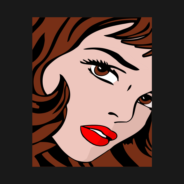 Brunette Pop Art Girl by RockettGraph1cs