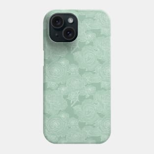 Sage green decorative abstract roses pattern Phone Case