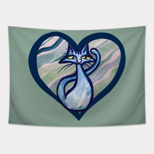 Blue Cat Love Tapestry