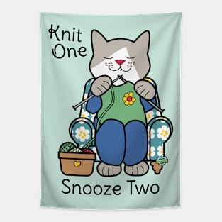 Knit One Snooze Two Knitting Kitty Tapestry