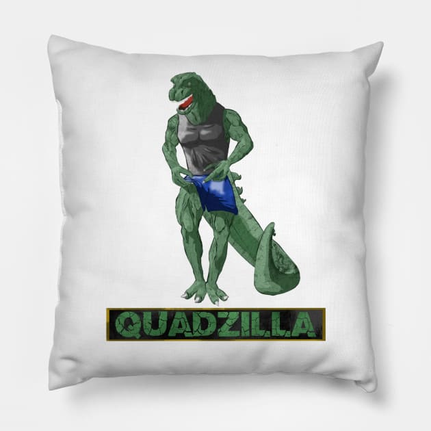 Quadzilla (Version 2) (Color 2) Pillow by CowsDoFly