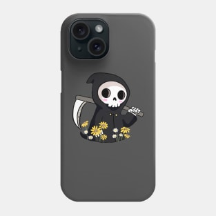 Cute grim reaper with daisy flowers Phone Case