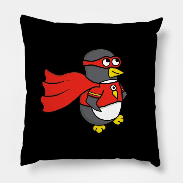 Superhero Penguin Pillow by penguinsam