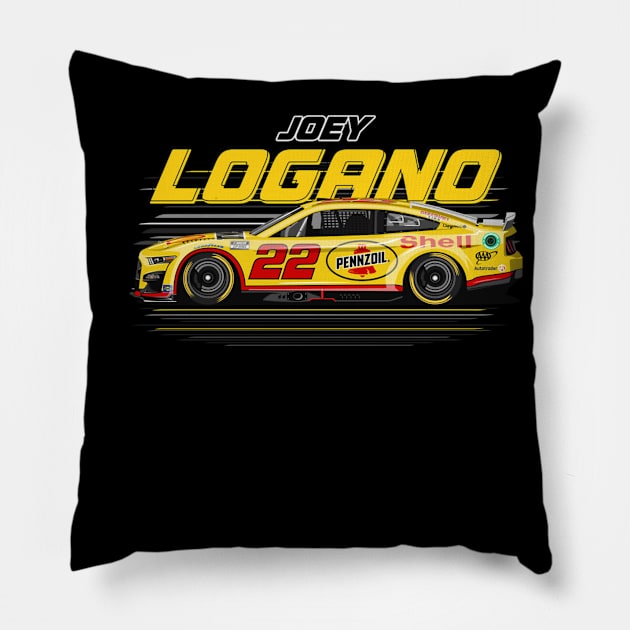 Joey Logano #22 Mustang Pillow by stevenmsparks