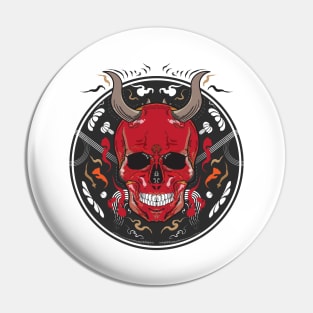 Red Skull Chinese Vintage Japanese Style Pin