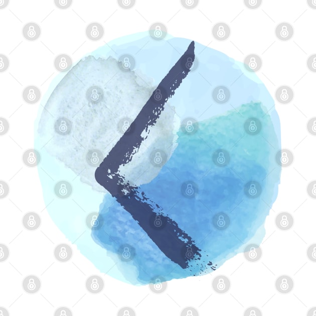 Kenaz On Blue Watercolor (Runes and Watercolors) by El Onix