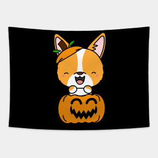 Funny corgi is in a pumpkin Tapestry