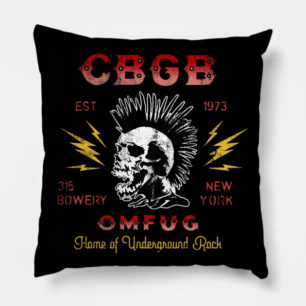 CBGB - Home of Underground Rock, distressed Pillow by woodsman