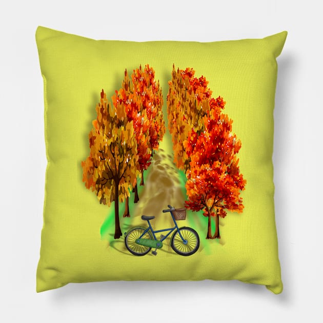 Bicycle on Autumn Pillow by Mr. Piknik