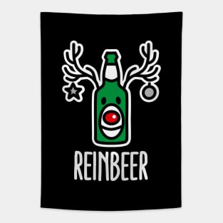 Reinbeer Reindeer Beer funny ugly Christmas pun Tapestry