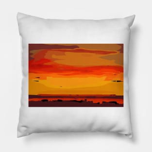 Orange Ocean Sunset Pillow