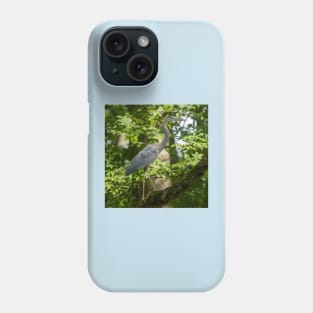 Great Blue heron high a tree Phone Case