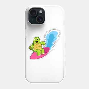 Turtle as Surfer with Surfboard Phone Case