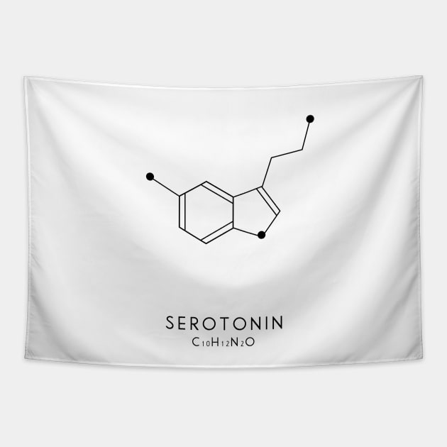 Serotonin Molecular Structure - White Tapestry by typelab