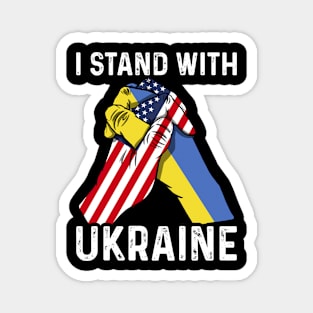 I Stand With Ukraine USA and Ukraine Flags Holding Hands Magnet