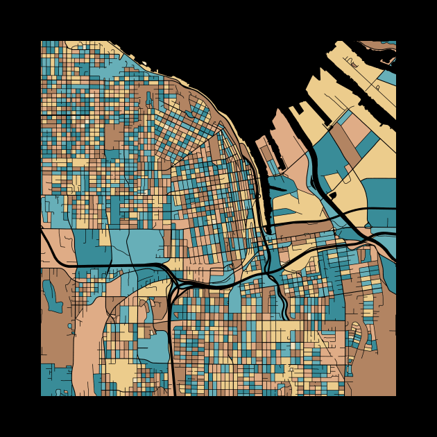 Tacoma Map Pattern in Mid Century Pastel by PatternMaps