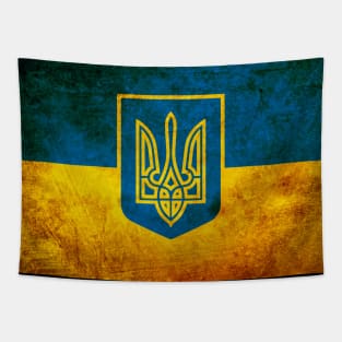 Ukraine Trident Grunge Flag Tapestry