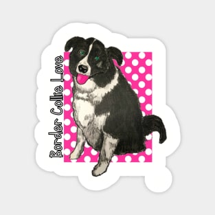 Border Collie Love Polka Dots Magnet