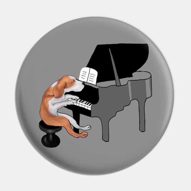 Dog Playing Piano Funny Pin by Merchweaver