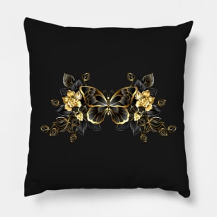 Jewelry Butterfly with Black Orchids Pillow