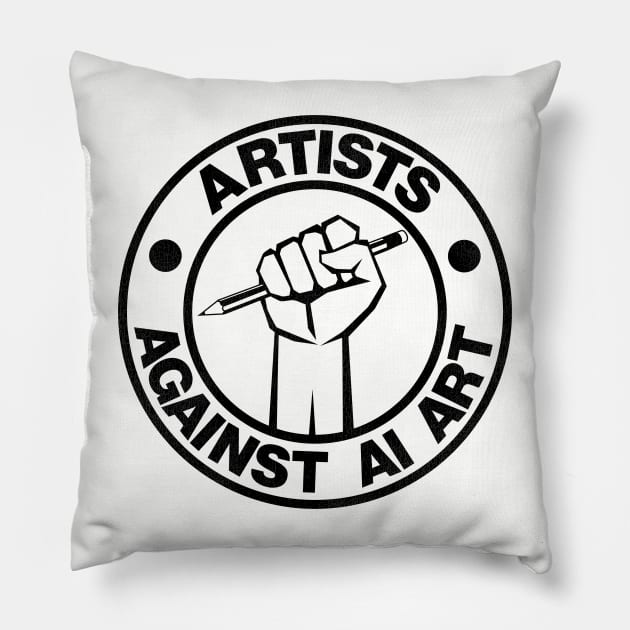 Artists Against AI Art Pillow by darklordpug