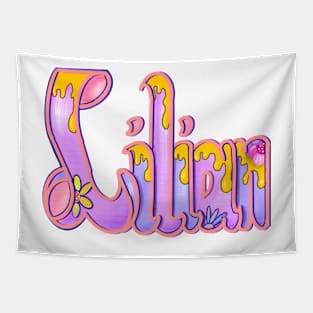 Lilian with yellow drips Girls and womens Personalized Custom name Lilian Tapestry