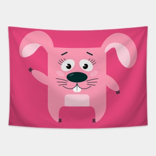 Square Pink Bunny Tapestry