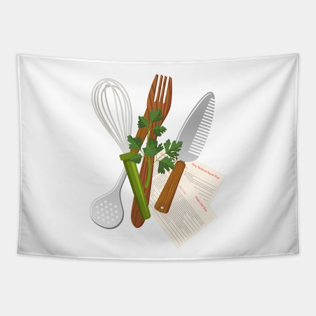 Utensil Pile Tapestry by SWON Design