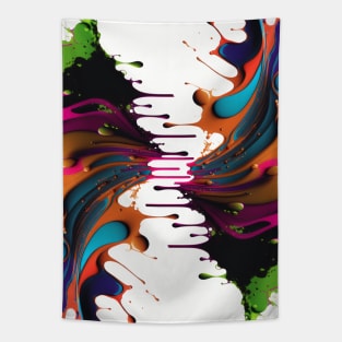 Curved wave colorful with paint drops. Tapestry