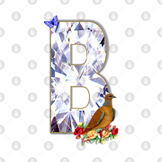 Name Initial Letter B and Spotted Neck Dove by KC Morcom aka KCM Gems n Bling aka KCM Inspirations