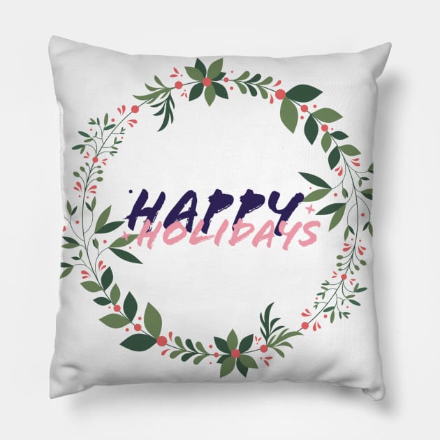 happy holidays Pillow by crackstudiodsgn