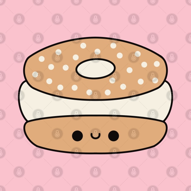 Cute Kawaii Cream Cheese Bagel by KawaiiByDice