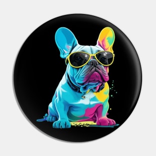 Cool French Bulldog with Glasses Pin