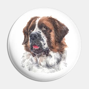 Saint Bernard Watercolor Art Pin