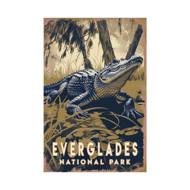 Everglades National Park Vintage Travel  Poster by GreenMary Design