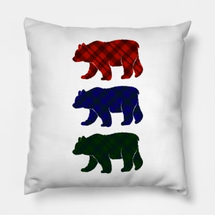 Three Plaid Bears Pillow