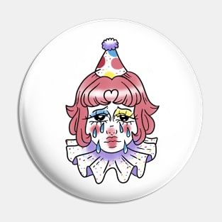 crying girl clown with pink hair Pin