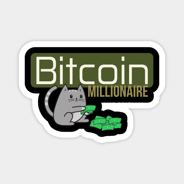 Bitcoin Millionare Cat Magnet by Arend Studios