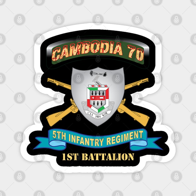 5th Infantry Regiment - DUI - 1st Battalion w Cambodia Tab w Br - Ribbon X 300 Magnet by twix123844