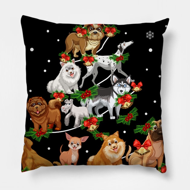 Dog Lover Christmas Tree for Men Women Kids Pillow by johnbbmerch