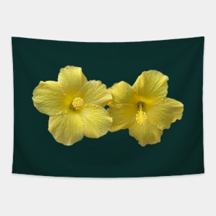 Twin Yellow Hibiscus Tapestry