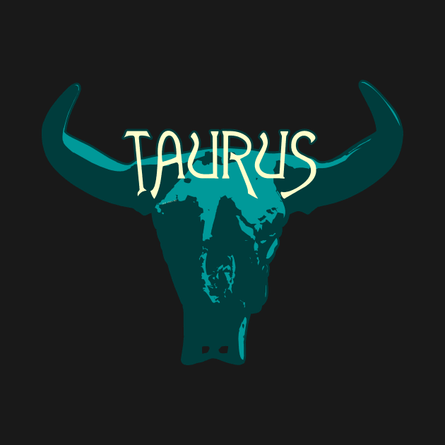 Blue Bull Skull for Taurus Astrological Zodiac Sign by RyanJGillDesigns