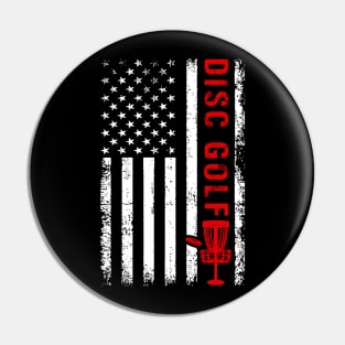 Funny Disc Golf Player USA American Flag Pin