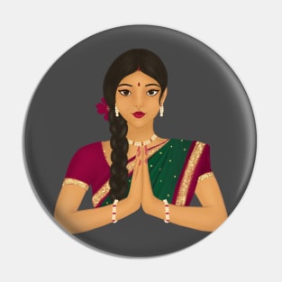Indian lady Namaste Pin