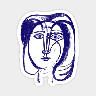 Picasso Woman's head #3 Blue Magnet