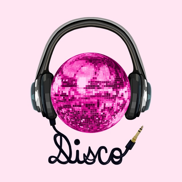 Pink Disco Ball Music Headphones by Art by Deborah Camp