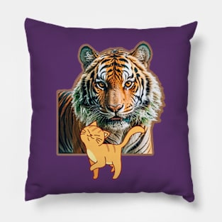 Tiger with kitty cartoon Pillow