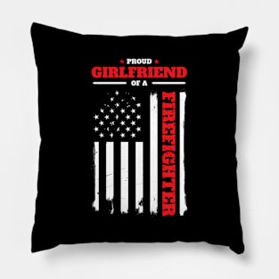 Firefighter Family Proud Girlfriend Flag Back Print Pillow